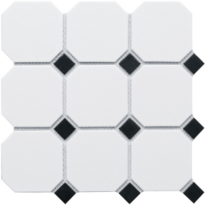Керамическая мозаика, Octagon big White/Black Matt, Geometry Керамическая мозаика, Octagon big White/Black Matt, Geometry