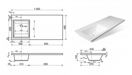 Раковина "Dallas silk" правая 1000х480