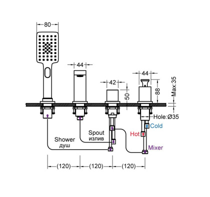 Смеситель Timo Torne 4330/03Y на борт ванны, черный
