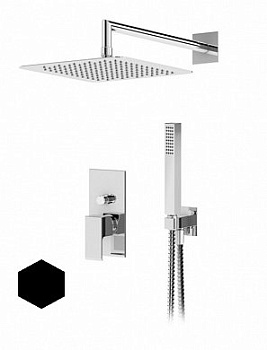 PORTA-DSIPQ-20-NOP Душевая система с переключателем для верхнего и ручного душа, верхний душ из стены, квадратный 20 см, материал ABC, исполнение черный матовый
