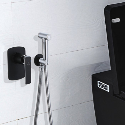 Гигиенический душ со смесителем Rose R1305H, черный