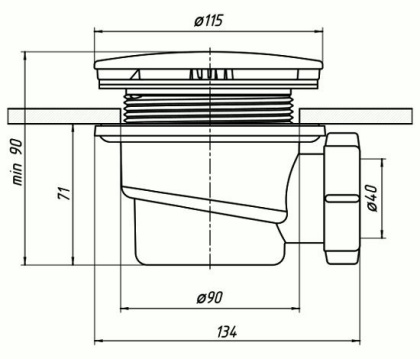 Сифон для поддона АниПласт (бронза)