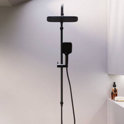 953000300 Gala душ.система: верх.душ 300*210 мм, ручн.душ 3 ф-ции 110*260 мм, штанга 1050-1450, черная