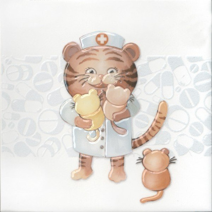 Декор VT\A502\5009 Айболит 2 белый,бежевый 20см*20см*6,9мм (1уп/10шт)фауна, шт