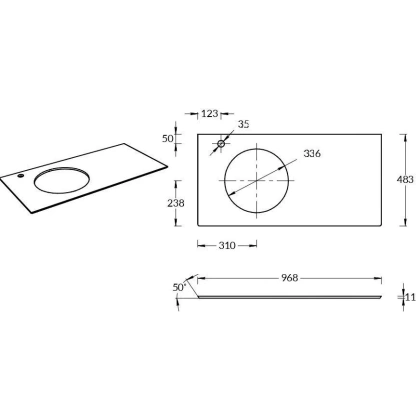 Спец. изделие декоративное CONO Onice бежевый 97, без отверстия под смеситель, CO2.1.VT279\97