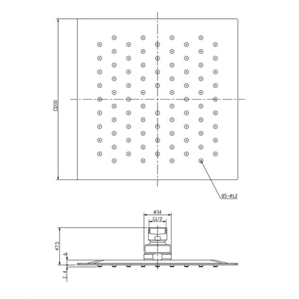 Верхний душ OMNIRES 20х20 см WGU220/KCR (хром)
