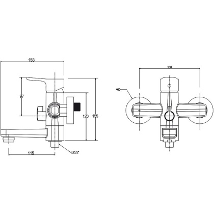 Смеситель Cersanit для душа BRASKO однорычажный Смеситель Cersanit для душа BRASKO однорычажный