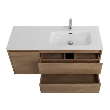 Тумба с раковиной подвесная с двумя ящиками и одной дверцей BelBagno KRAFT 100 Rovere Nebrasca Nature левая, раковина белая Тумба с раковиной подвесная с двумя ящиками и одной дверцей BelBagno KRAFT 100 Rovere Nebrasca Nature левая, раковина белая