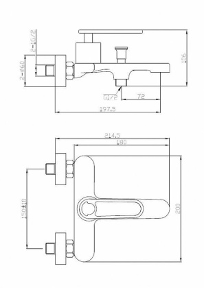 MOMENTO-VD-01 Смеситель для ванны и душа однорычажный, хром