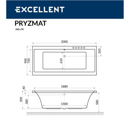 Ванна EXCELLENT Pryzmat 200x90 "ULTRA" (золото) Ванна EXCELLENT Pryzmat 200x90 "ULTRA" (золото)