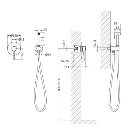 Смеситель встроенный с гигиеническим душем Timo Saona 2389/16SM белый матовый