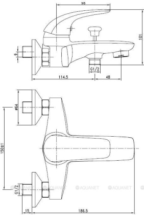 Смеситель для ванны с душем Aquanet Cobra SD90361 Смеситель для ванны с душем Aquanet Cobra SD90361