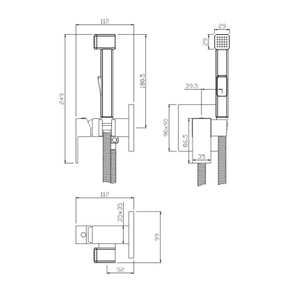 Смеситель встраиваемый с гигиеническим душем GRANADA, арт. 05131GN