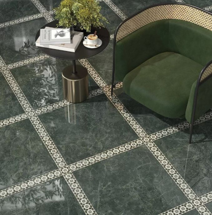 Вставка OS\A312\SG606220RL Серенада 3 бежевый/зеленый 7,2см*7,2см*9мм (1уп/9шт/)Лаппатированный, шт