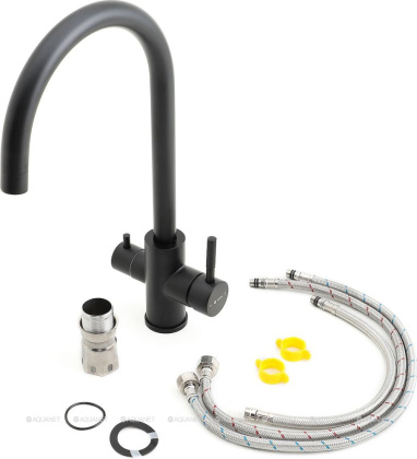 Смеситель для кухни Agger Zest A0700744 с каналом питьевой воды, матовый черный