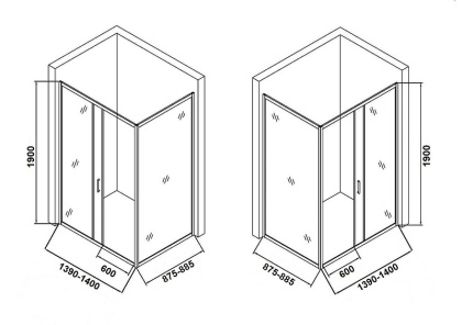 Душевой уголок Orange E23-14090TCR без поддона 140х90, стекло прозрачное