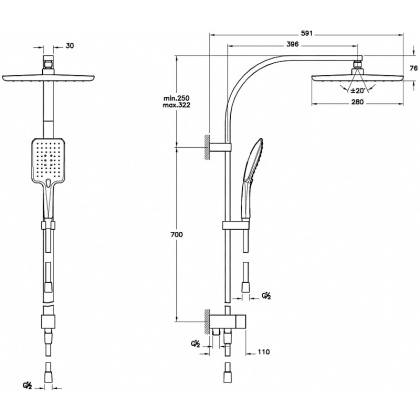 Shine Square душевая колонна