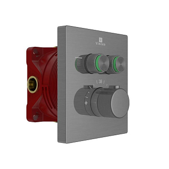 Встраиваемый смеситель для душа VSCV-321T-MGM двухфункциональный, термостатический, вороненая сталь