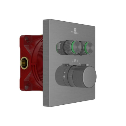 Встраиваемый смеситель для душа VSCV-321T-MGM двухфункциональный, термостатический, вороненая сталь