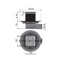 Сливной трап 105×105/50 мм боковой сток, решетка из нержавеющей стали, гидрозатвор мокрый