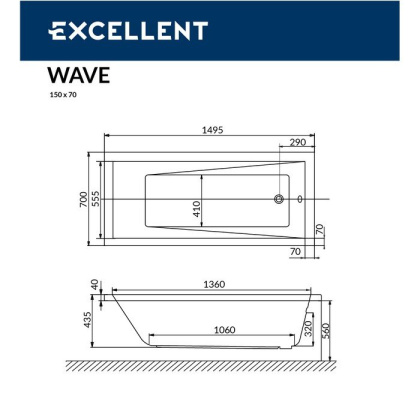 Ванна EXCELLENT Wave 150x70 "SOFT" (хром) Ванна EXCELLENT Wave 150x70 "SOFT" (хром)