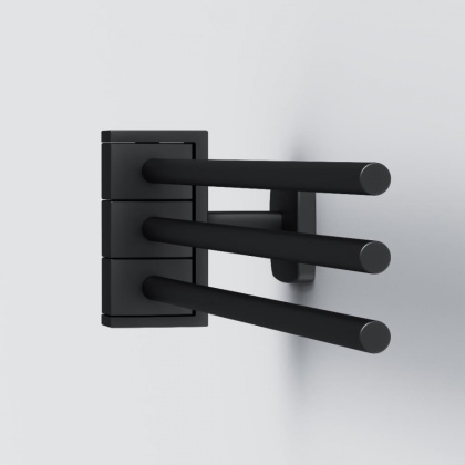 Тройная вешалка-вертушка для полотенец Gem, 9,6х34,3х4,8 см, черная, A9032722