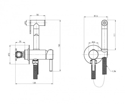 CZR-SET-DA1-ID2-FMM120-01 Гигиенический душ со смесителем, хром