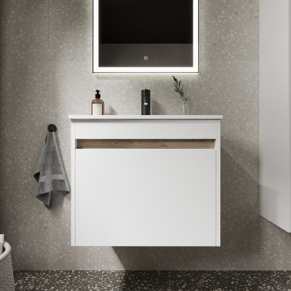Тумба подвесная SANCOS Smart 590х450х500, c двумя ящиками оснащенными доводчиками, белый глянец , арт. SM60W Тумба подвесная SANCOS Smart 590х450х500, c двумя ящиками оснащенными доводчиками, белый глянец , арт. SM60W
