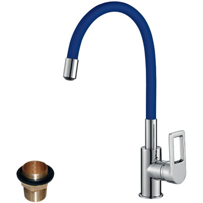 Смеситель Rossinka Z35-35U-Blue для кухни с гибким цветным изливом Смеситель Rossinka Z35-35U-Blue для кухни с гибким цветным изливом