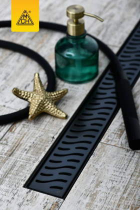 Душевой лоток 45 см Creto Zigzag CRE-450 ZB с решеткой, черный