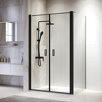 Душевой уголок 120* 90*195 RGW PA-144B (PA-104B + Z-050-2B + O-104B) Прямоуг./Чёрный/Прозрачное/6 мм