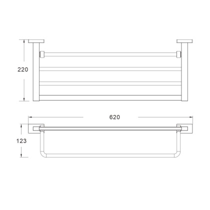 Полотенцедержатель с полкой, SG5608T Shevanik, Оружейная сталь
