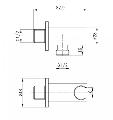 CZR-AI12-01 Штуцер с держателем ручного душа, хром