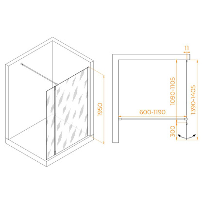 Душевая перегородка RGW WA-050 (WA-002 + Z-070), 351005013-11