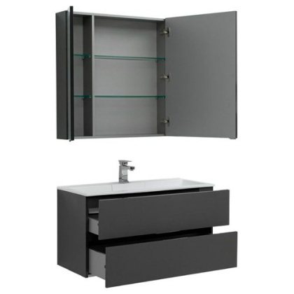 Мебель для ванной Aquanet Алвита 100 серый антрацит