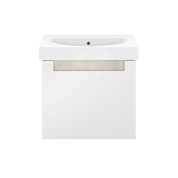 Тумба BUONGIORNO PLUS подвесная с ящиками 60, белая глянцевая-дуб Кантри BGP.60.1+1\WHT