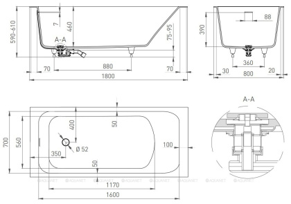 Ванна из искусственного камня ORLANDO_KIT 180,102112G Ванна из искусственного камня ORLANDO_KIT 180,102112G