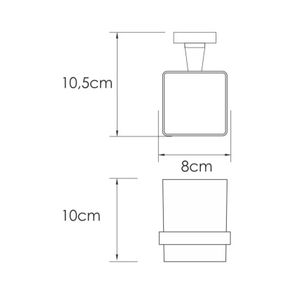 Подстаканник одинарный Rhin, 8х10х10,5 см, хром, K-8728