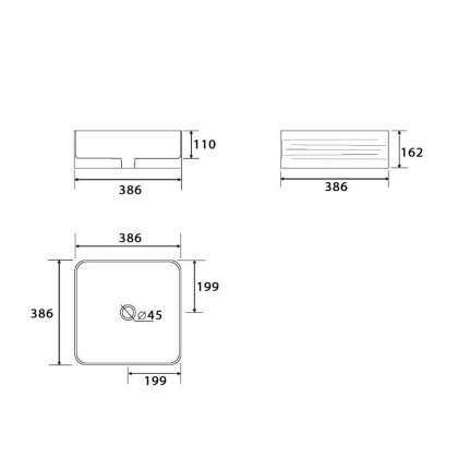 Умывальник накладной, квадратный Point Омега 40, PN43903