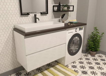 Комплект мебели Malibu Luxe 1550х500 левосторонний подвесной 2 ящика (ШхГхВ) 898х476х607 (без столешницы) Комплект мебели Malibu Luxe 1550х500 левосторонний подвесной 2 ящика (ШхГхВ) 898х476х607 (без столешницы)