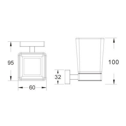 Стакан керамический с держателем, SG5612H Shevanik, Черный