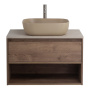 Тумба c раковиной подвесная с одним ящиком и одной открытой полкой BelBagno KRAFT 100 Rovere Nebrasca Nature, раковина белая Тумба c раковиной подвесная с одним ящиком и одной открытой полкой BelBagno KRAFT 100 Rovere Nebrasca Nature, раковина белая