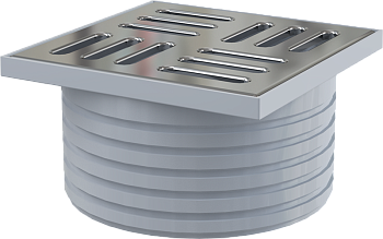 Горло сливного трапа, решетка 105x105 мм нержавеющая сталь Горло сливного трапа, решетка 105x105 мм нержавеющая сталь
