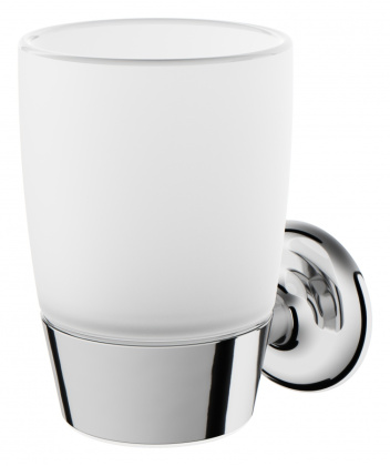 Стеклянный стакан A8034300 Like с настенным держателем, 12х8х11,5 см, хром