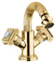 OLIMP-BS2-03/24-Sw Смеситель на биде с донным клапаном, ,золото, ручки swarowski