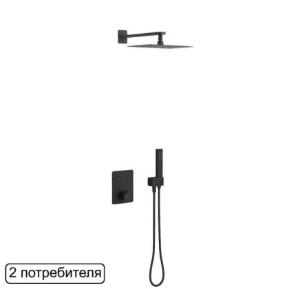 Термостатическая душевая система скрытого монтажа EXCELLENT Krotos AREX.SET.8045BL (черный мат)