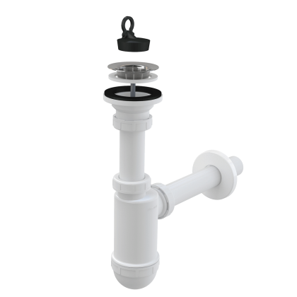 Сифон для умывальника DN32 с нержавеющей peшeткой DN63
