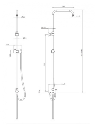 Универсальная душевая система наружного монтажа OMNIRES UN10041SCR (хром)