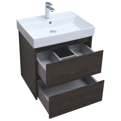 Тумба под раковину Aquanet Nova Lite 60 дуб черный (2 ящика)