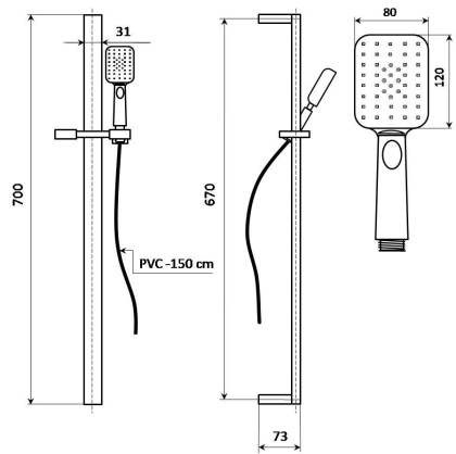 Душевой гарнитур FIORETTO 700, хром